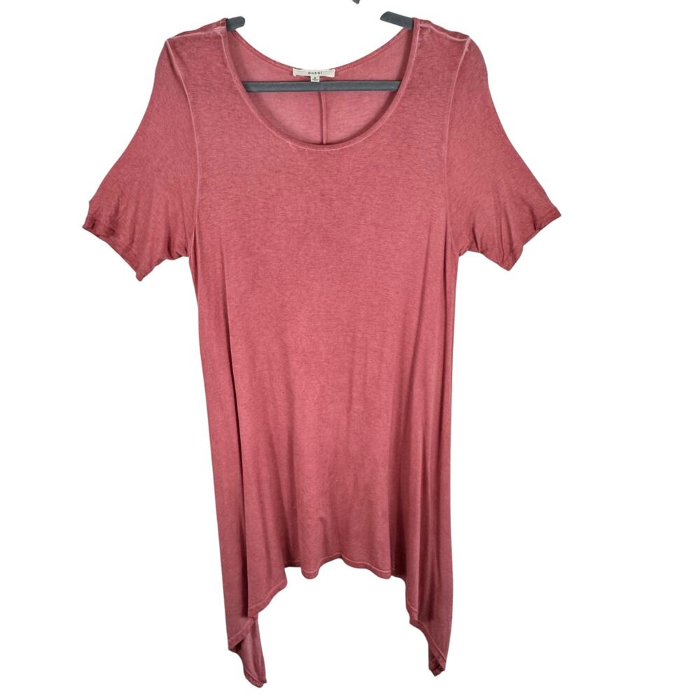 Easel Pink Short Sleeve Shark Bite Hem Lightweight Stretchy Sun Dress Size S